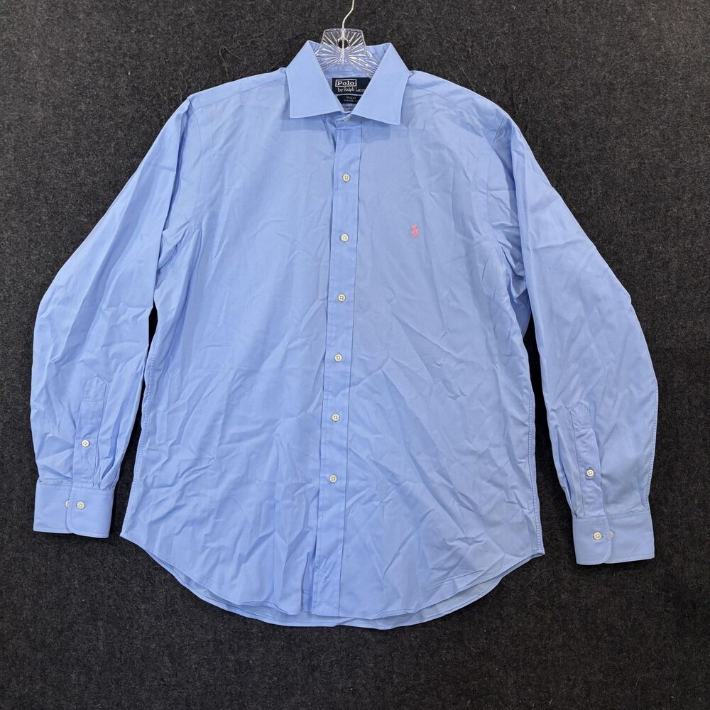 Polo Ralph Lauren Dress Shirt Men's 16 34/35 Blue Regent Classic Fit Cotton Logo